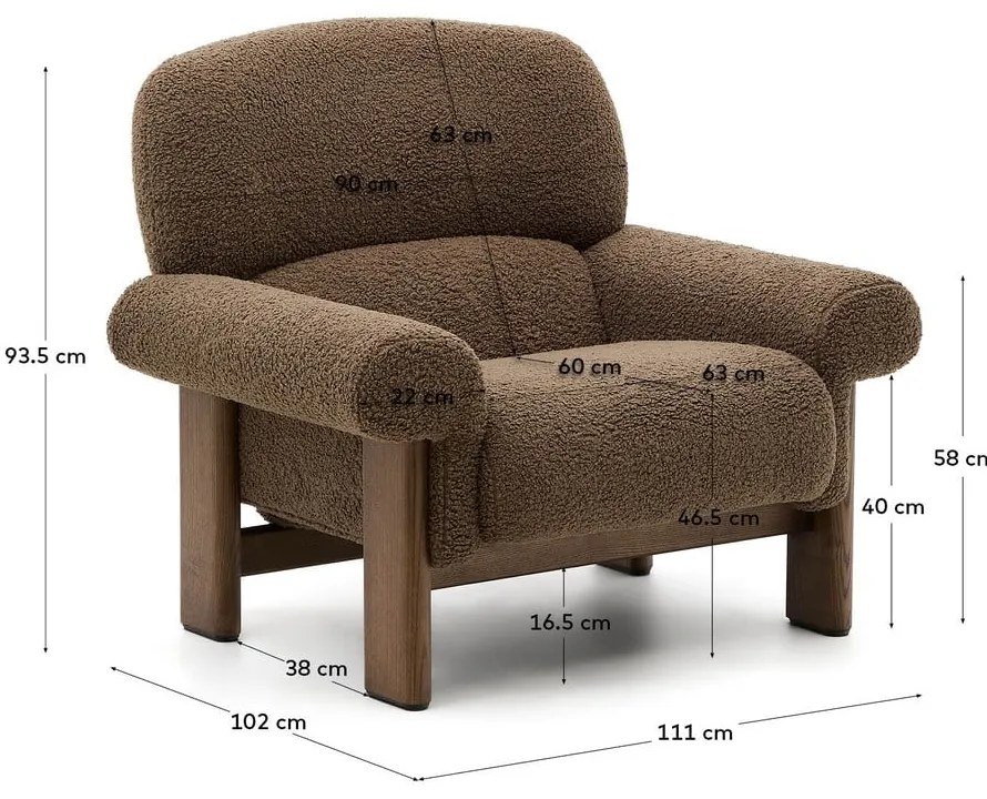 Brązowy fotel z materiału bouclé Nema – Kave Home