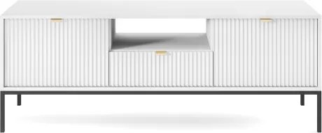 NAYA Szafka RTV 154 biała | czarny stelaż