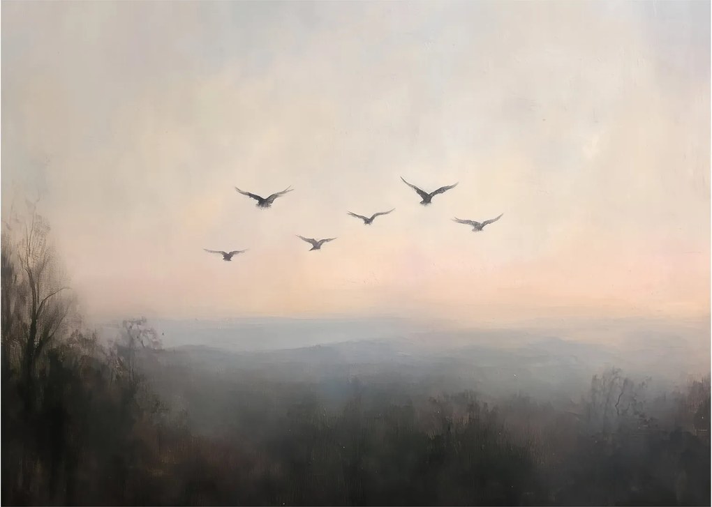 Obraz na szkle - Stado ptaków (70x50 cm)