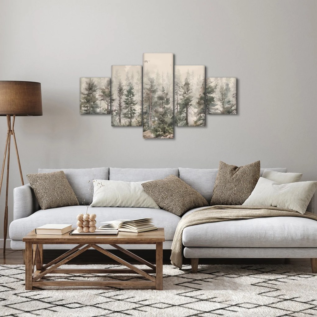 Obraz - Pine forest I., aquarel (125x70 cm)