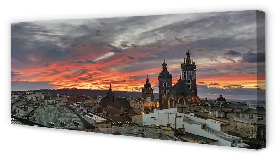 Obraz na płótnie Kraków Zachód słońca panorama