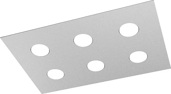 Lampa sufitowa prostokątna Toplight Area 6-punktowa z oprawką GX53, szara rama, nowoczesny design 60x40x3 cm