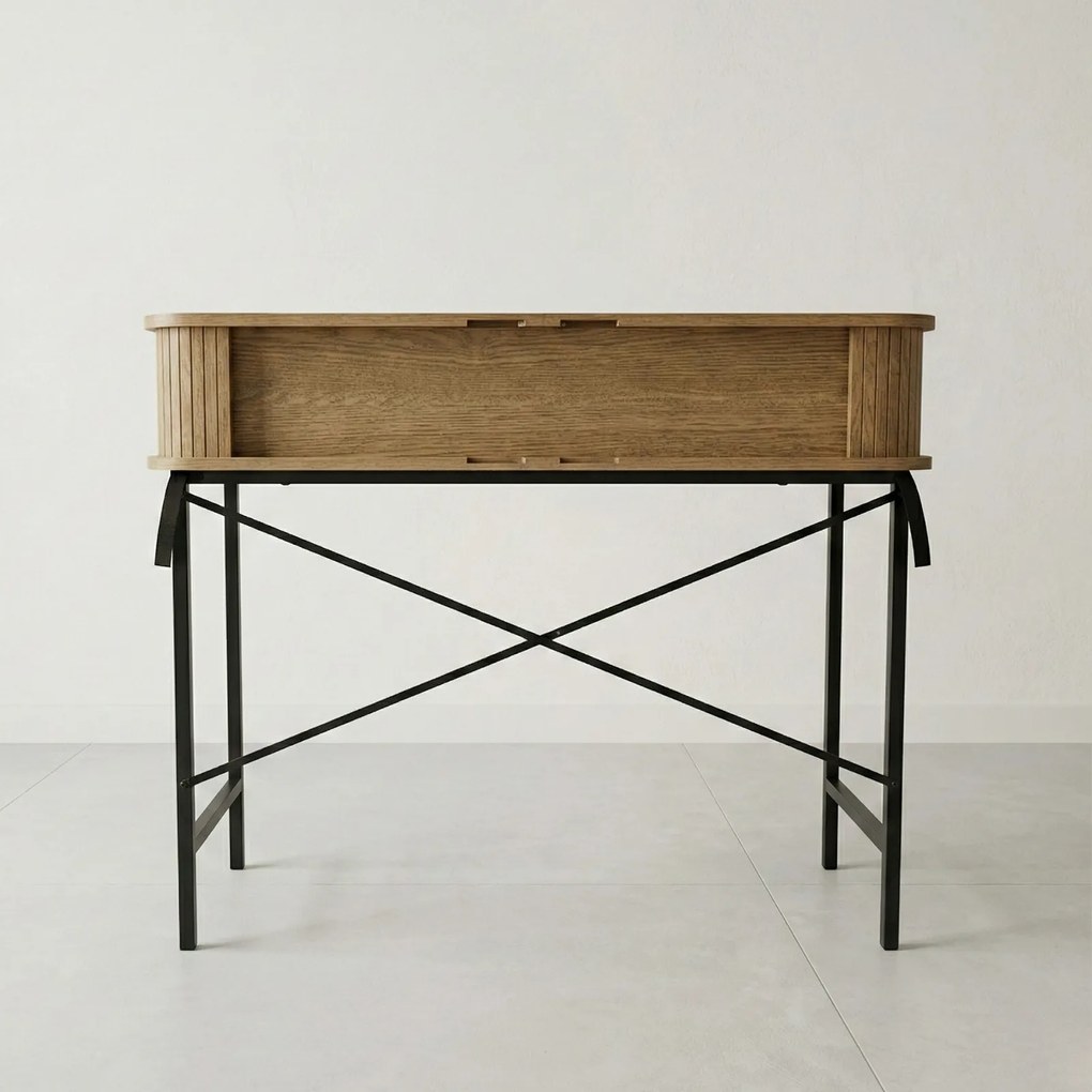 Konsola z rozsuwanymi drzwiami SCAVA, ryflowana, 100 x 35 x 80,5 cm