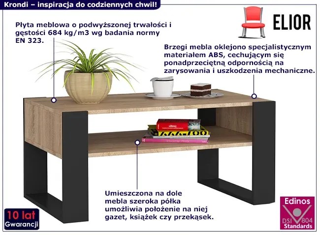 Stolik Kawowy W Minimalistycznym Stylu Dąb Sonoma+Czarny Lofi