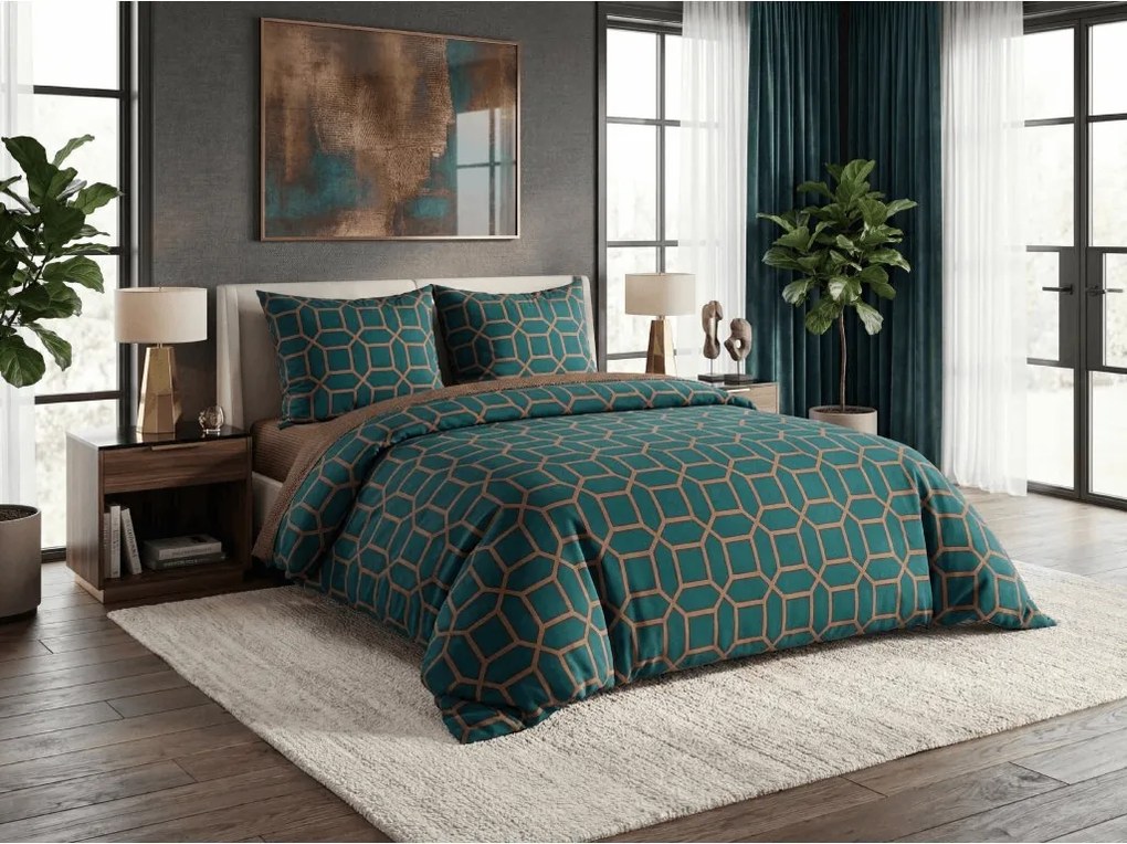 PrzytulneMieszkanie.pl PrzytulneMieszkanie.pl Pościel z mikroflanelu z mikrofibry KERNAL zielona Rozmiar pościeli: 2 szt 70 x 90 cm | 200 x 220 cm