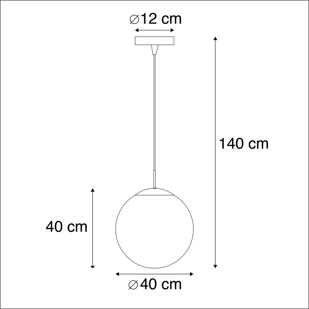 Nowoczesna lampa wisząca mosiężna z przydymionym szkłem 40 cm - Kula Nowoczesny Oswietlenie wewnetrzne