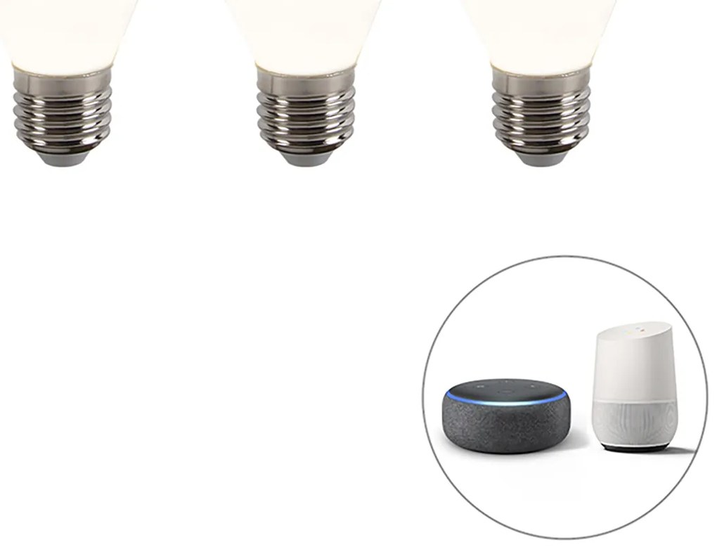 Zestaw 3 inteligentnych żarówek LED E27 przyciemnianych P45 4,5W 400lm 2200-4000K