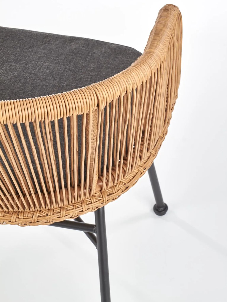 K400 krzesło czarny , naturalny, popielaty, rattan, tkanina, boho,
