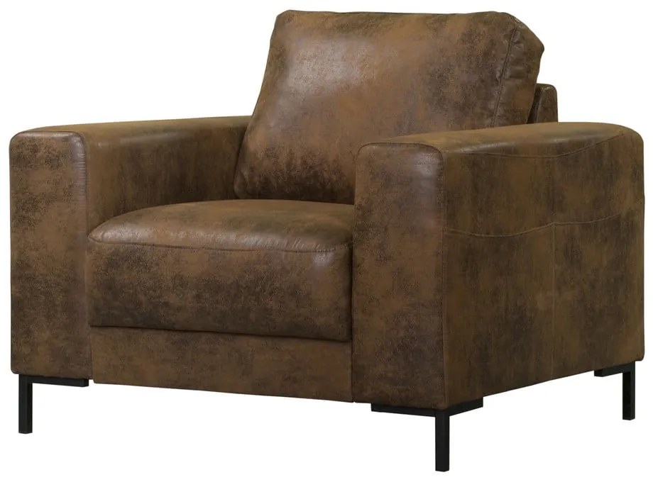 Brązowy fotel z imitacji skóry Lofty Lilly – Miuform