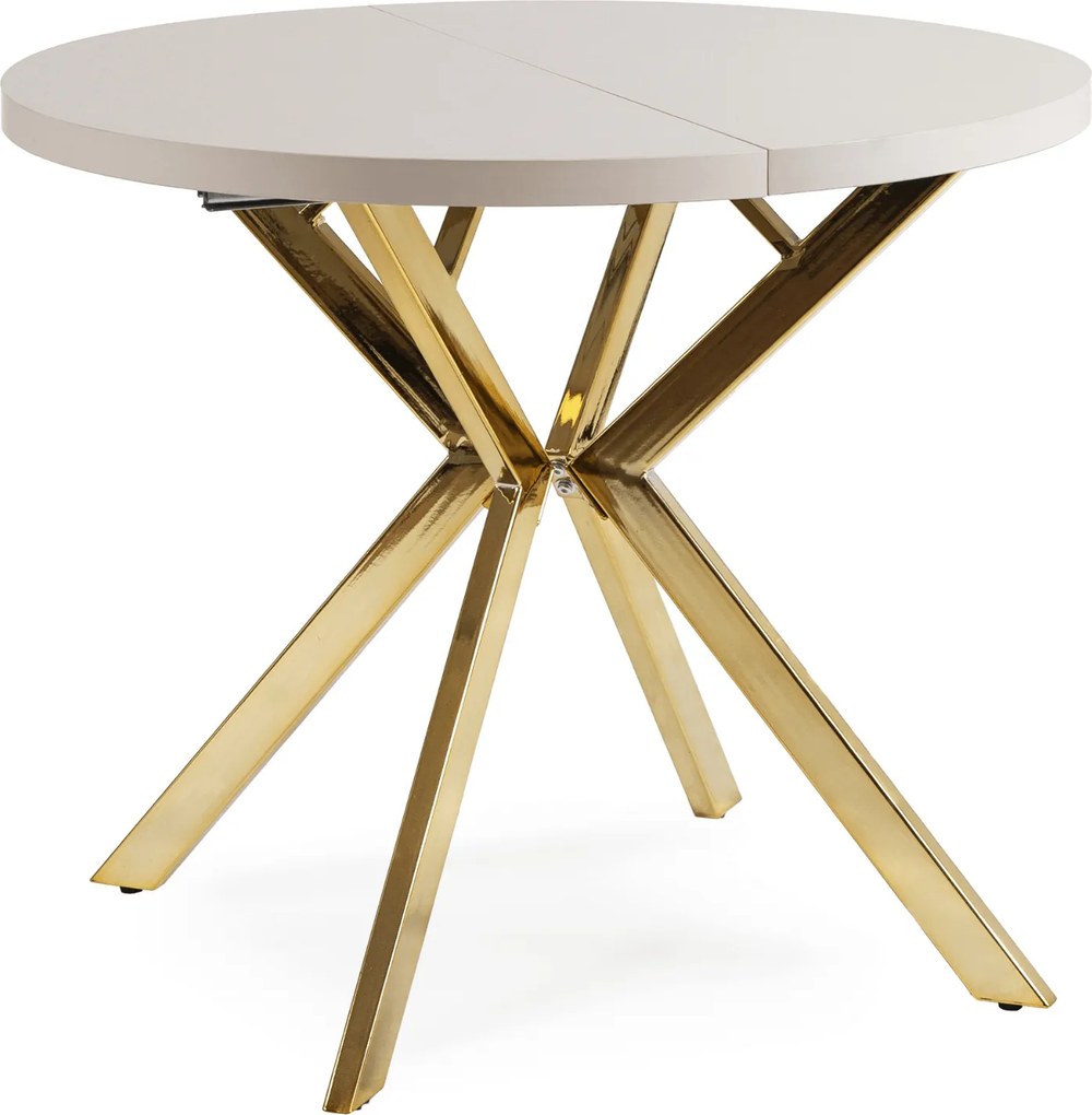 Stół Okrągły Rozkładany DORIAN 80-160 cm Kaszmir/Złoty Glamour