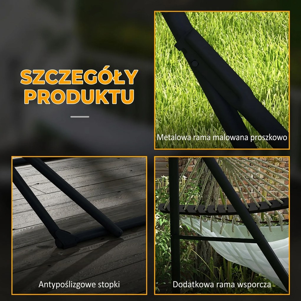 Outsunny Stojak do Hamaków Czarny 263x89x100cm | Aosom PL