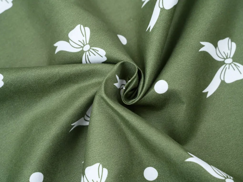 PrzytulneMieszkanie.pl PrzytulneMieszkanie.pl Pościel z mikroflanelu WHITE BOW zielona Rozmiar pościeli: 70 x 90 cm | 140 x 200 cm