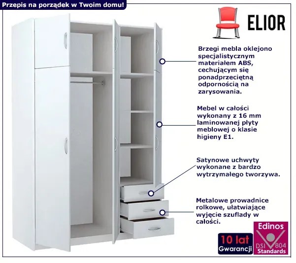Biała szafa z nadstawką E5-N52