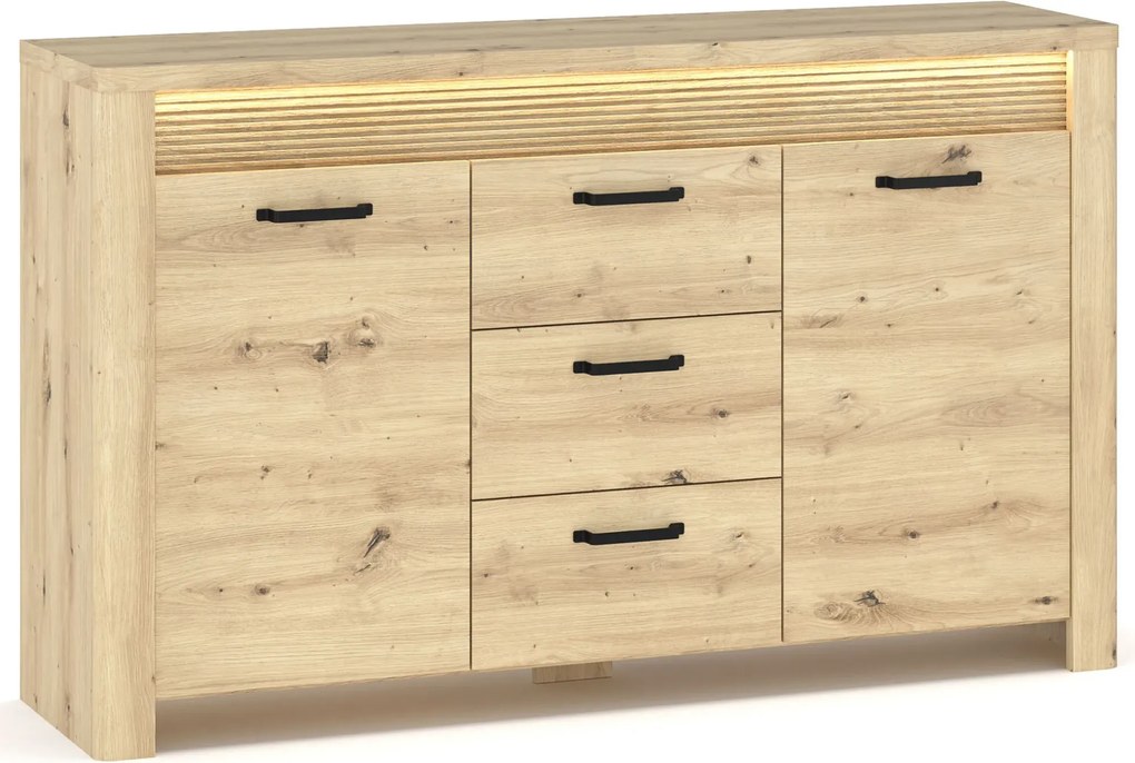 Duża komoda z szufladami i listwą LED dąb artisan M1-R13