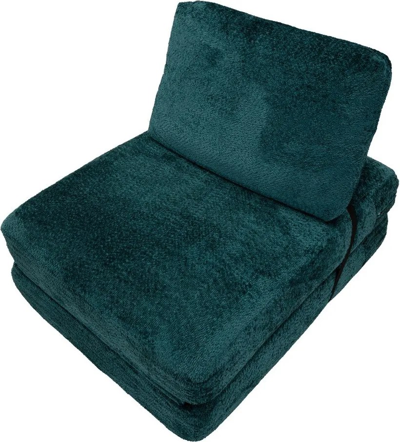 Zielononiebieski rozkładany fotel z materiału bouclé Faster – Mauro Ferretti