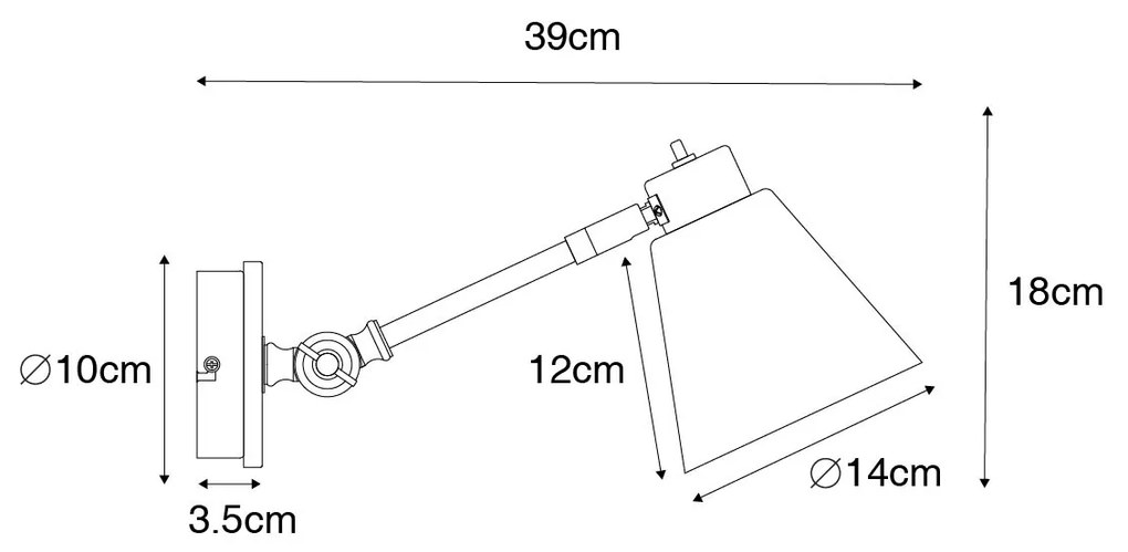 Lampa ścienna w stylu art deco brązowa z marmurem i bursztynowym szkłem - Nina