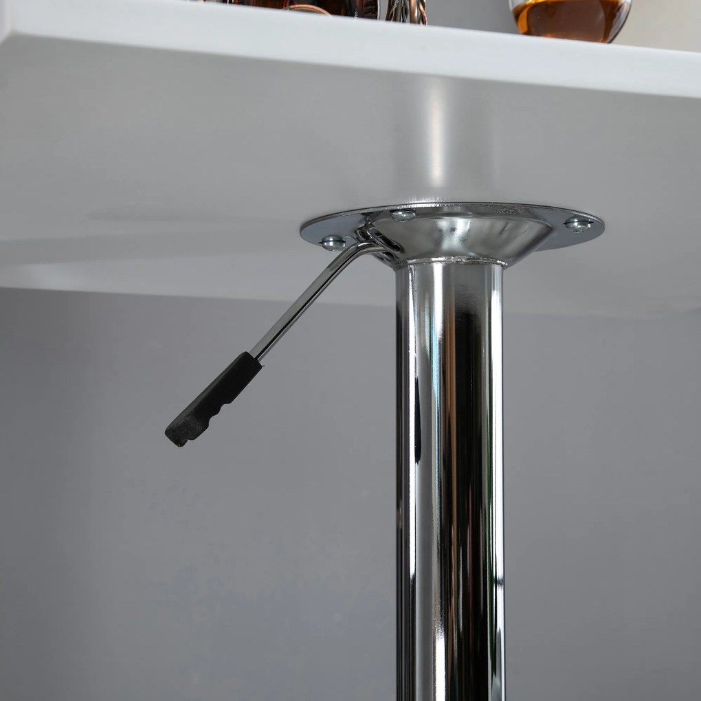 HOMCOM Regulowany stół barowy, obrotowy o 360°, nogi odporne na zarysowania, stabilna metalowa podstawa, Biały