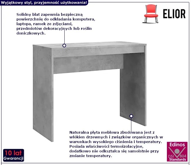 Szare małe biurko proste beton - Licata