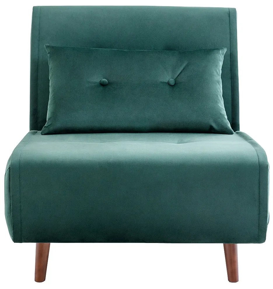 Fotel rozkładany z weluru butelkowa zieleń – URIBIA