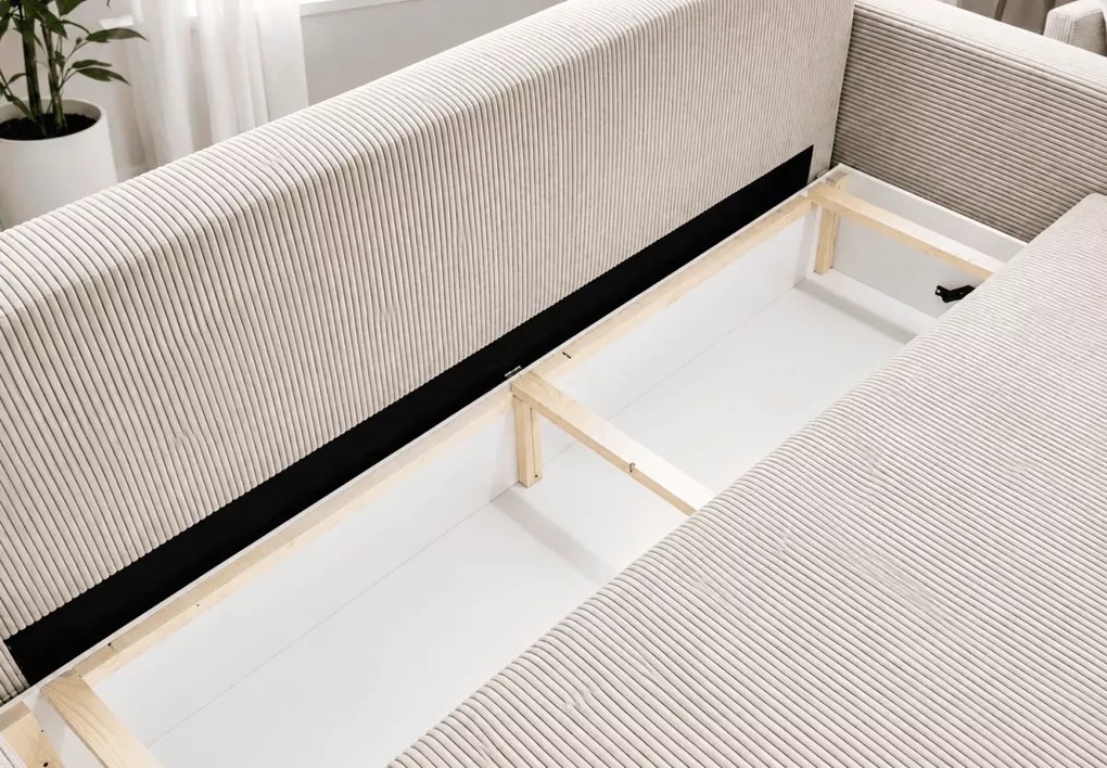 Kanapa Mirea – rozkładana sofa 3-osobowa z funkcją spania i pojemnikiem na pościel 196×145 cm