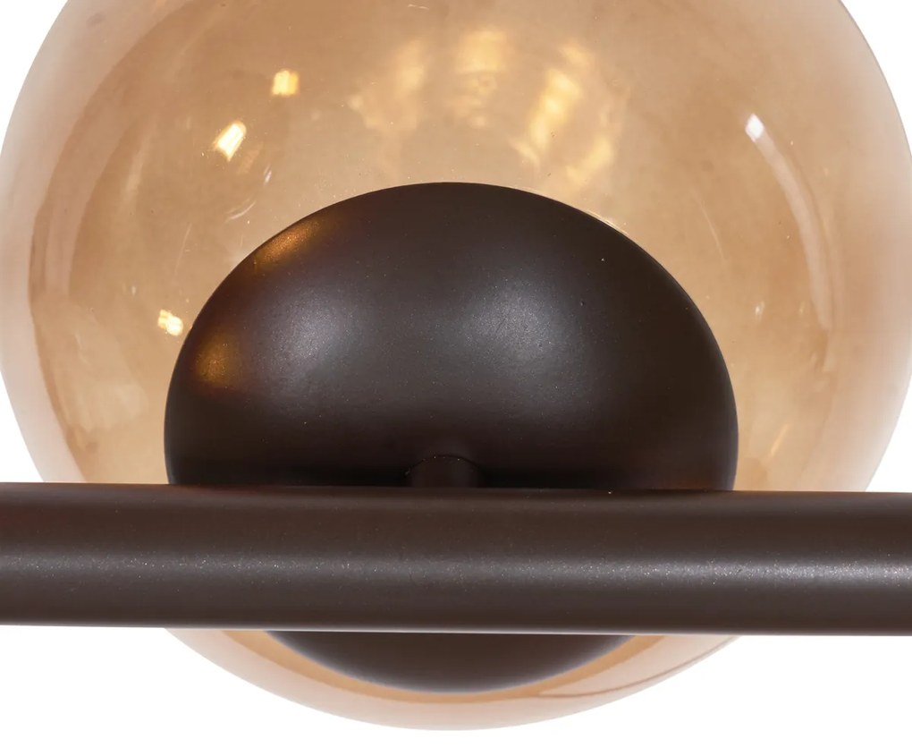 Lampa wisząca w stylu Hotel Chic ciemny brąz z brązowym szkłem 6-źródeł światła - MonacoElegancki hotelowy Oswietlenie wewnetrzne