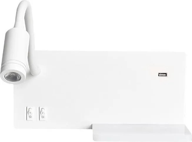 Kinkiet SHELF LED/4W+LED/5W+LED/2W/230V + port USB biały
