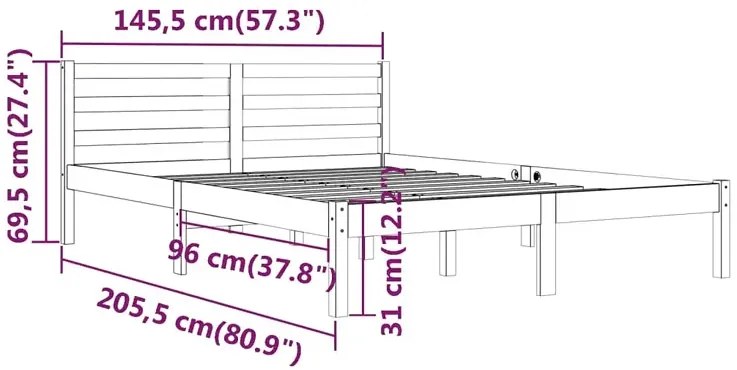 Podwójne sosnowe łóżko z zagłówkiem 140x200 G2-N28