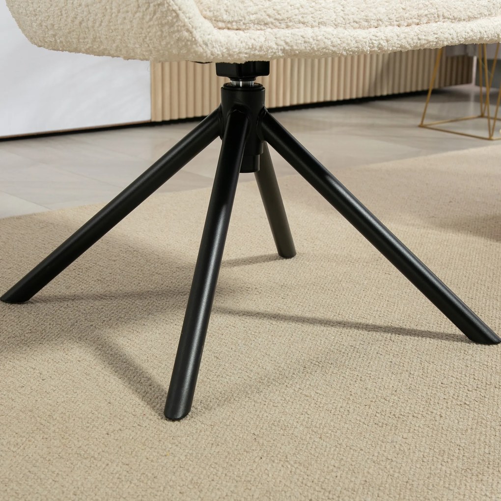 HOMCOM Fotel, Obrotowy Fotel Tapicerowany z Wygodną Muszlą Siedziska, Miękka Tapicerka, do 120 kg, Kremowy