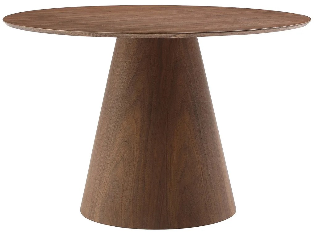 Stół do jadalni okrągły dla 4 osób z MDF - Naturalny ciemny - ANTALIZA