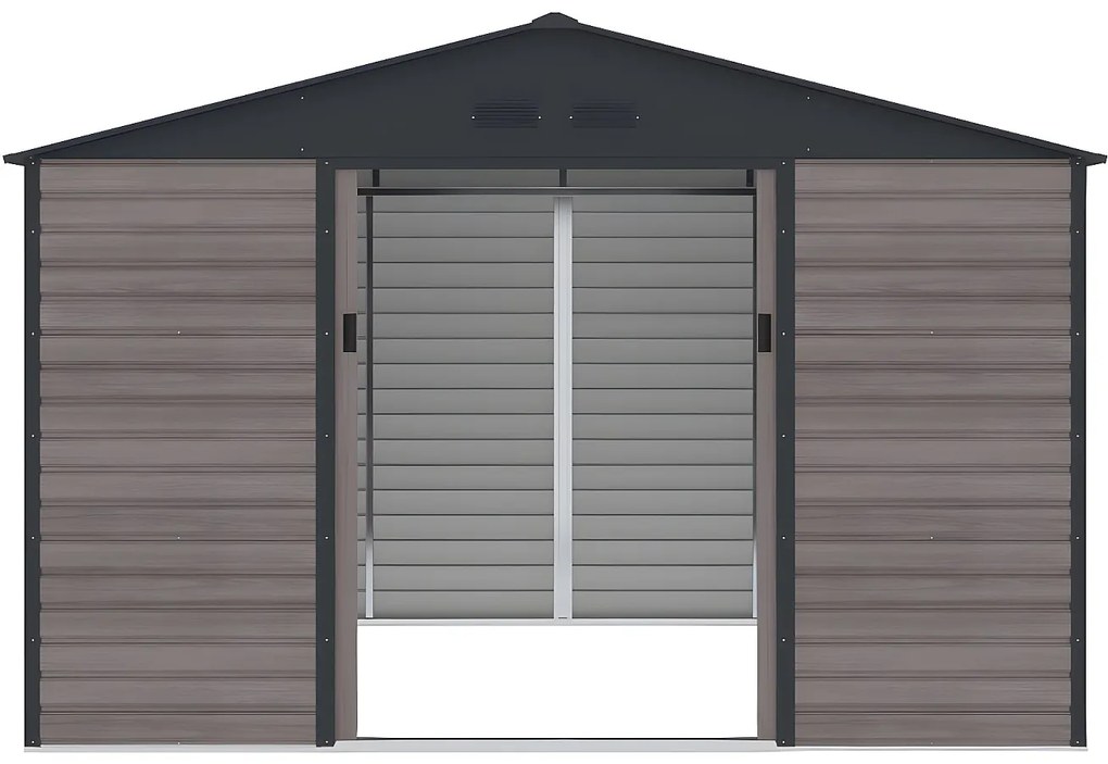 Wiata ogrodowa ADELMO ze stali galwanizowanej, drewnopodobnej – kolor szary – 10,98 m²