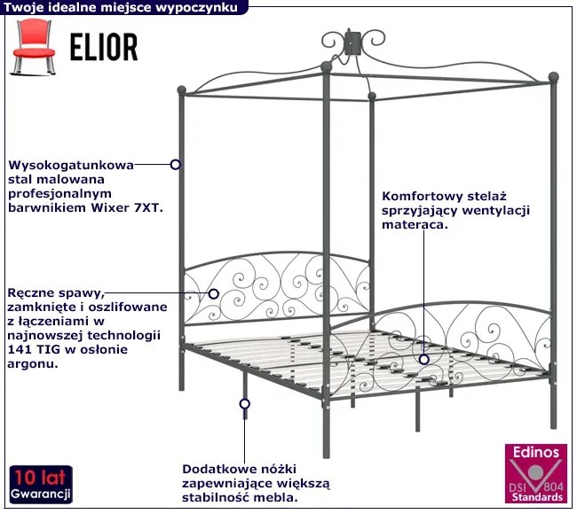 Szare metalowe łóżko rustykalne 120x200 cm - Ifrexi