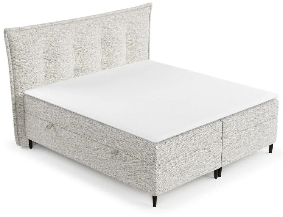 Jasnoszare łóżko boxspring ze schowkiem 140x200 cm Sinai – Maison de Rêve