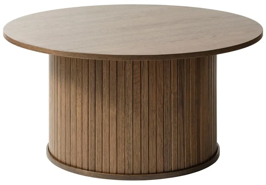 Brązowy okrągły stolik w dekorze dębu ø 90 cm Nola – Unique Furniture