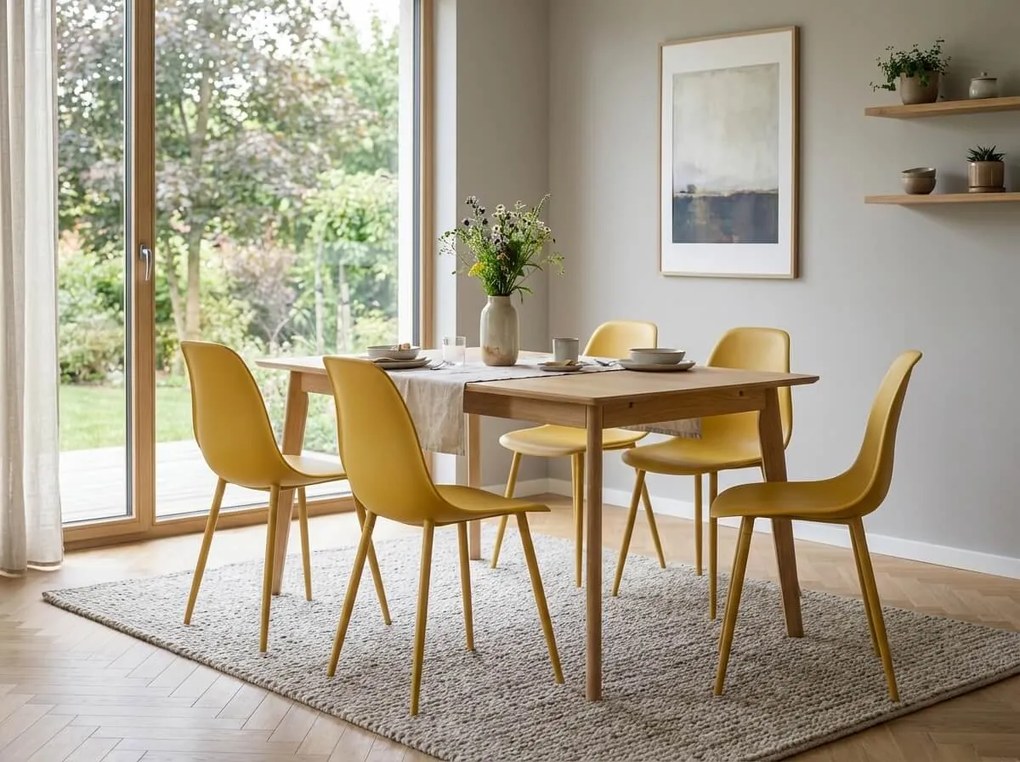 Krzesło do kuchni OSAKA plastikowe, musztardowe