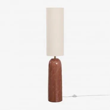 Lampa Stojąca Z Ceramiki I Lnu Macarena Terracota - Sklum