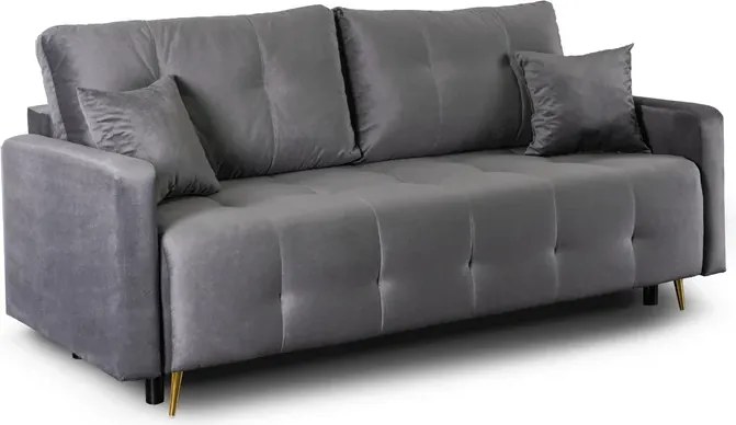 Sofa z Funkcją Spania SEUL Rozkładana Dwuosobowa Welurowa Szara Glamour