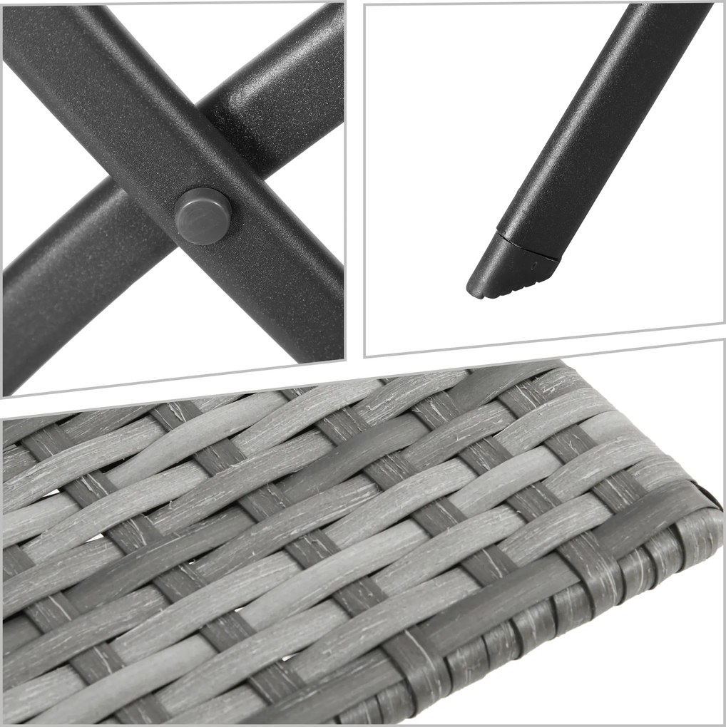 Outsunny Zestaw Bistro 3cz Rattan Polyrattan Stół i Krzesła do Ogrodu Balkonu Szary Wymiary 60x60x72cm | Aosom PL