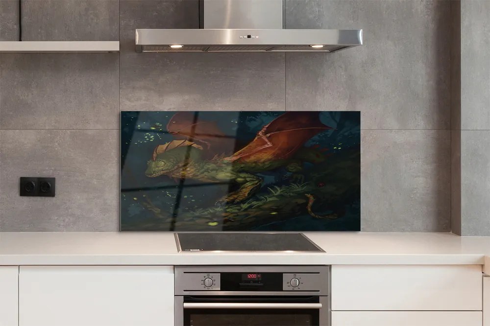 Szklany Panel Leśny Smok w Gęstwinie