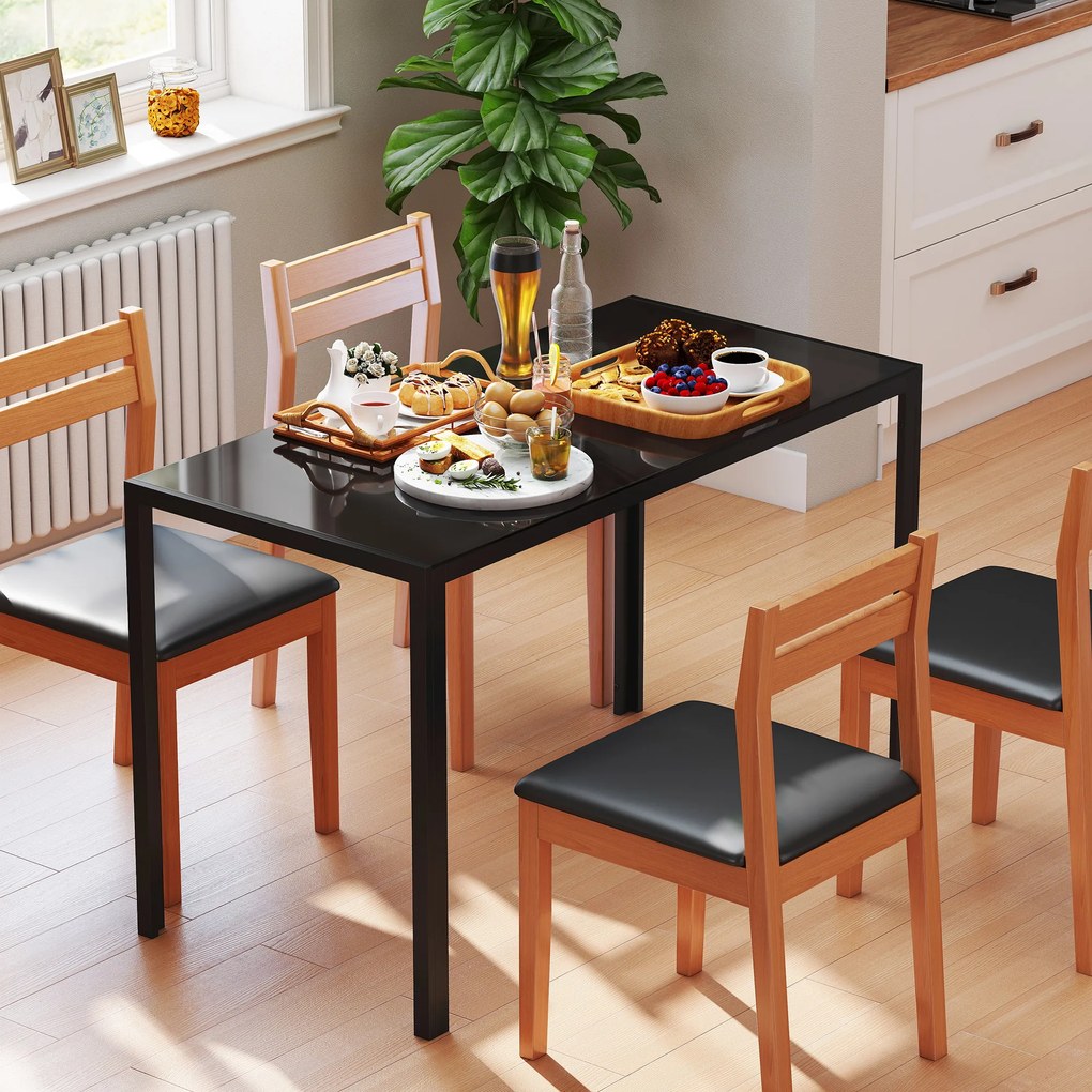 HOMCOM Stół jadalniany kuchenny nowoczesny design 120x60x75 cm czarny do salonu lub kuchni | Aosom PL