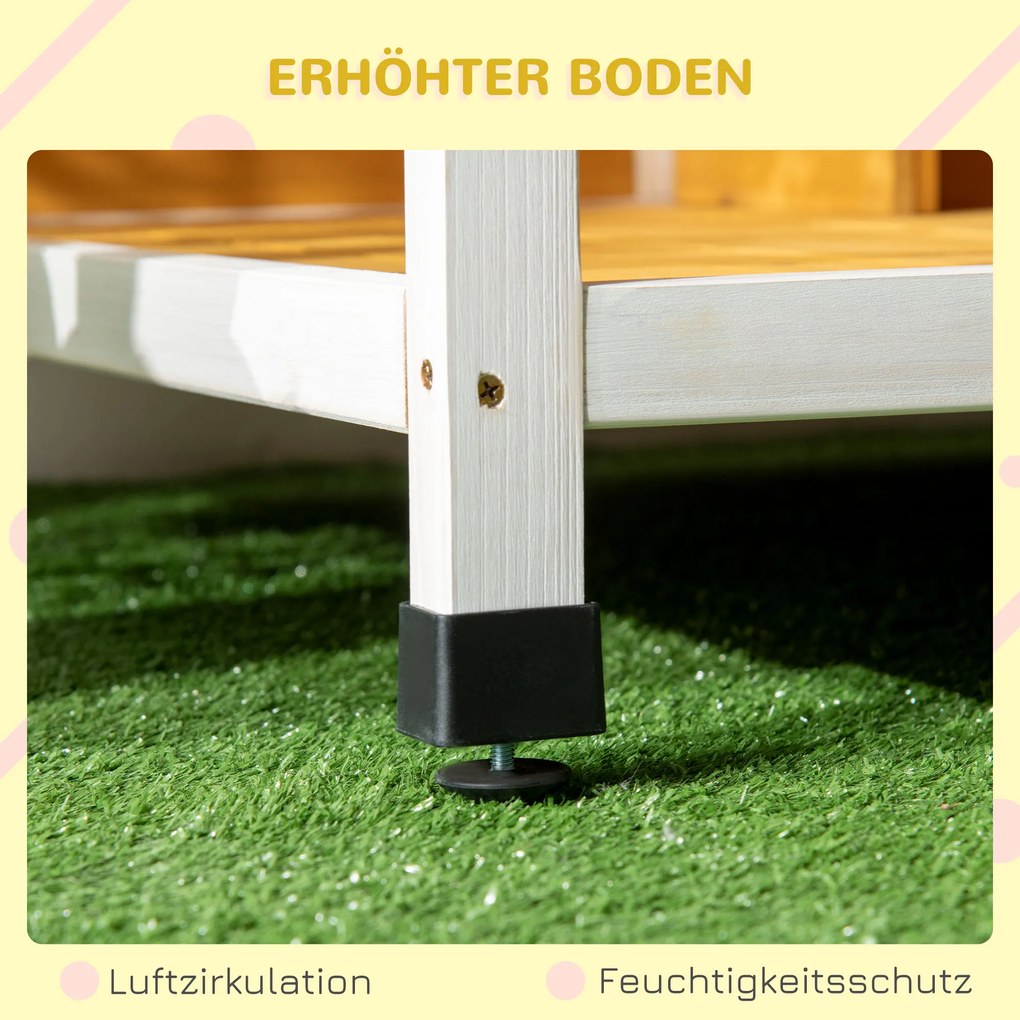 PawHut Drewniany domek dla psa z tarasem Świerkowy dom dla małych zwierząt Pomarańczowy kolor z zadaszeniem | Aosom PL