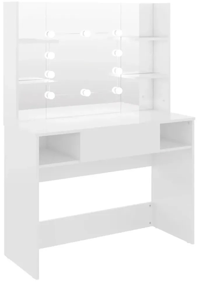 Biała toaletka do makijażu z żarówkami led - Zowros 4X