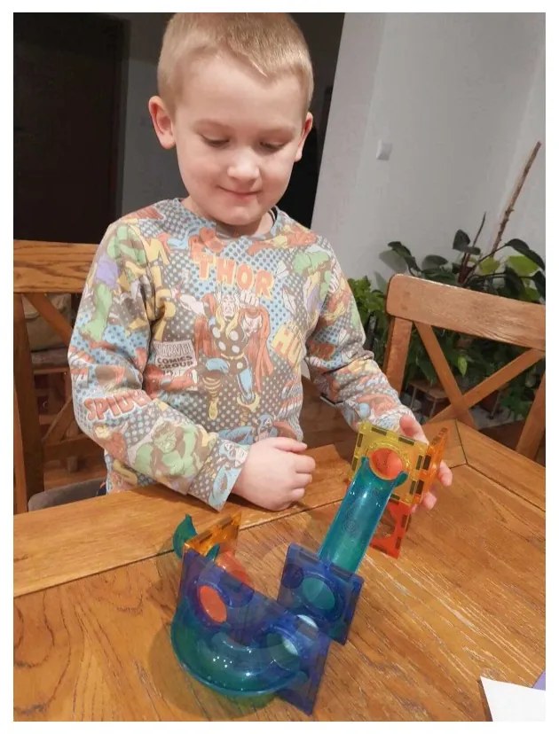 Woopie klocki magnetyczne tor kulkowy świetlny 49 el.