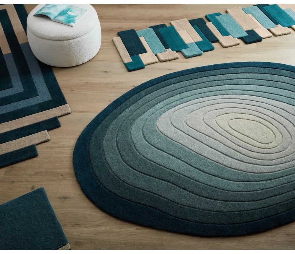 Niebieski wełniany dywan 200x290 cm Puddle Ombre Wool – Flair Rugs