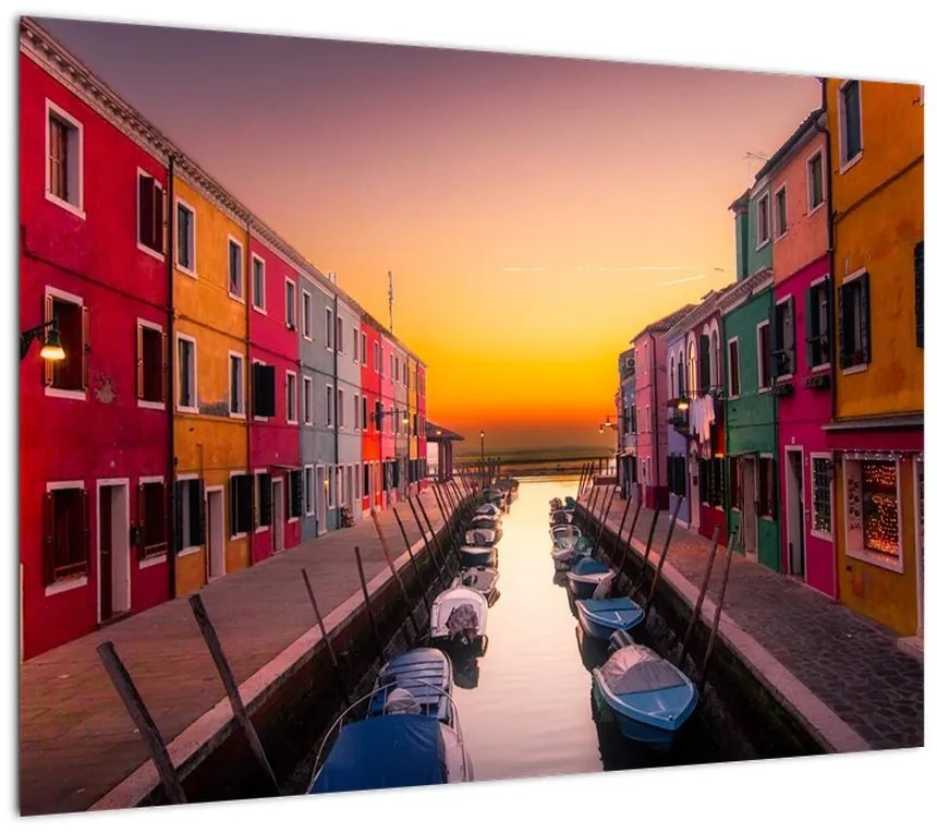 Obraz - Zachód słońca, wyspa Burano, Wenecja, Włochy (70x50 cm)