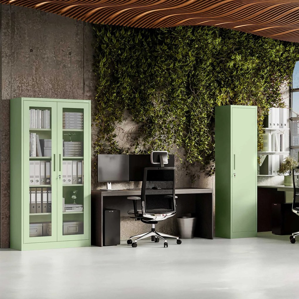 Szklana witryna AMELIA, 900 x 1850 x 400 mm, Fresh Style: pastelowy zielony