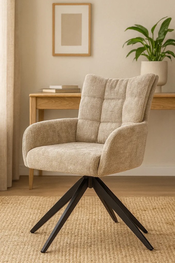 Tapicerowane beżowe krzesło obrotowe G5-C96