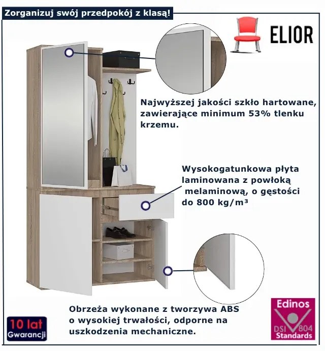 Nowoczesna garderoba dąb sonoma + biały B7-H31