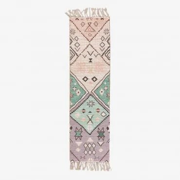 Prostokątny Dywanik Korytarzowy 40x170 Cm Z Juty I Tkaniny Nuada Ethnic Ocean - Sklum
