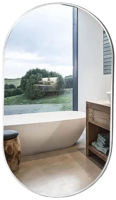 Lustro Elipsa 75x40cm białe ścienne owalne łazienkowe do salonu sypialni loftowe Industrialne minimalistyczne