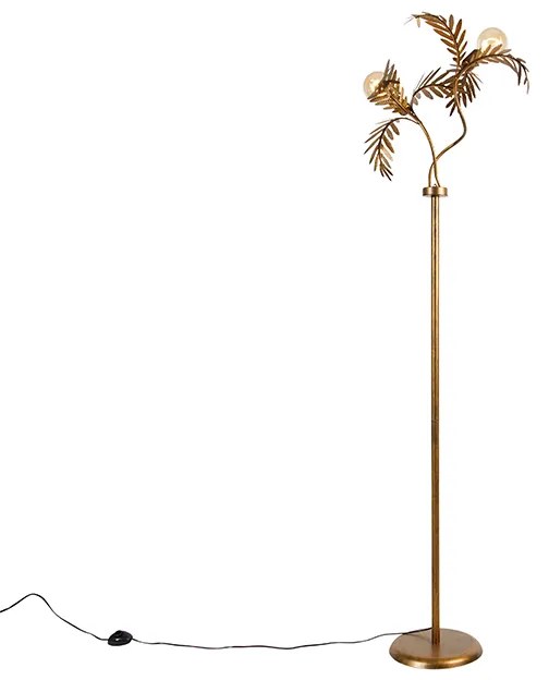 Lampa podłogowa w stylu vintage złota 187 cm 2-światła - Botanica Rustykalny / Vintage Oswietlenie wewnetrzne